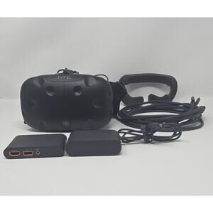HTC Vive VR Headset Only w/ Link Box, Cables, Earbuds & Extra Cushion